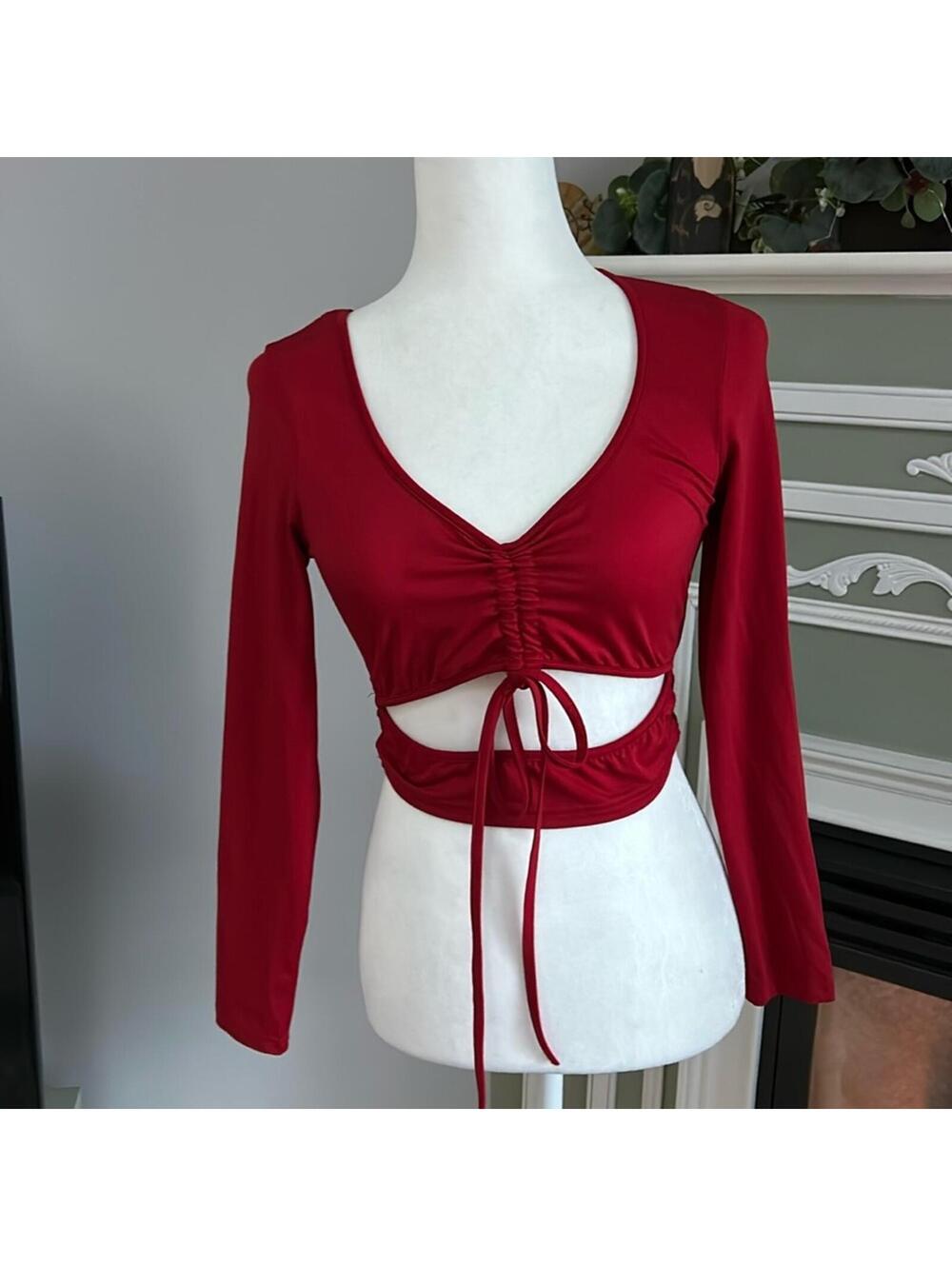 Red drawstring top